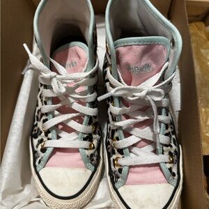 Viva Kids Pink and White Leopard Sneakers